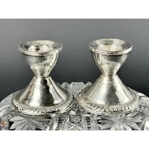 Sterling Silver Candlestick Holders Pair of Taper Candle Weighted Vintage
